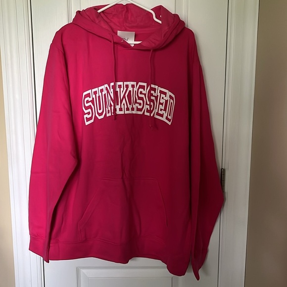 NWOT Women’s Hoodie Sweatshirt Sun-kissed Kangaroo Pocket Pink Size XL - Picture 7 of 7